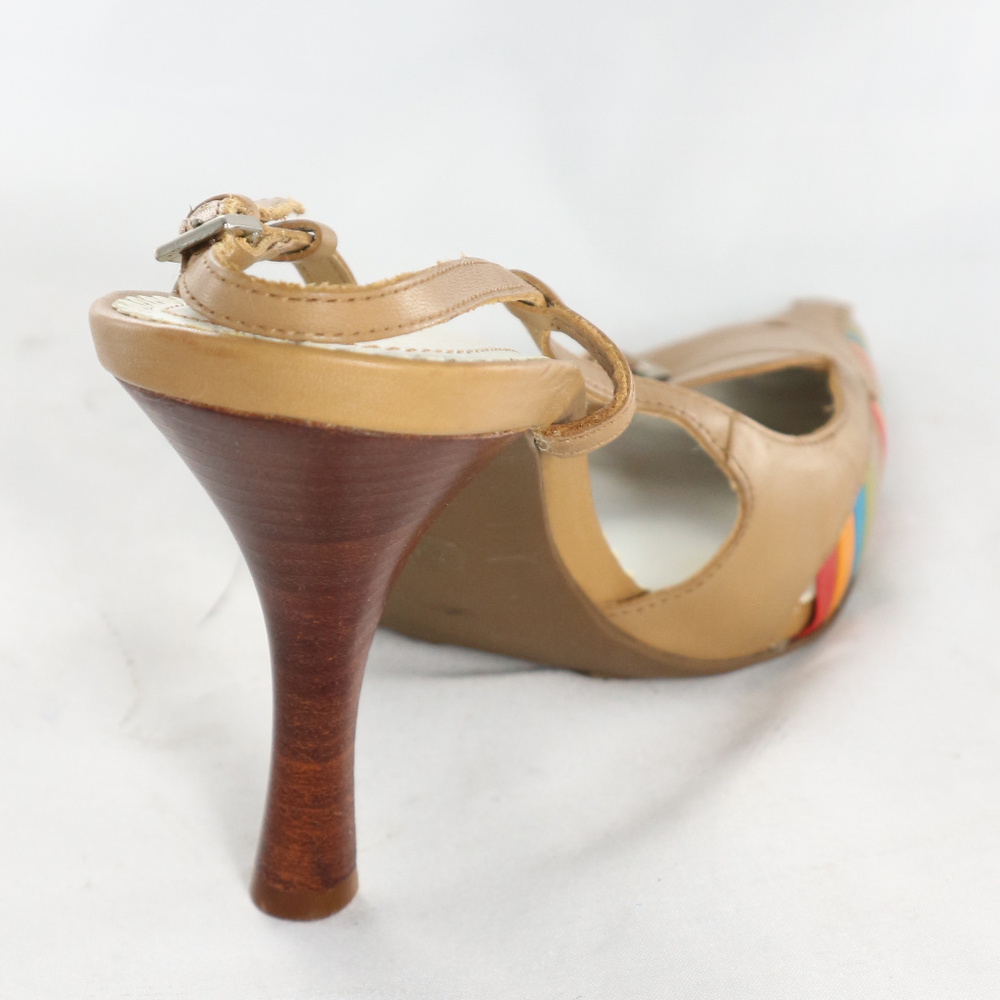 NINE WEST Topnotch Slatted Colored Slingback Heels PAIR Sz 7.5 US Women - Picture 7 of 8